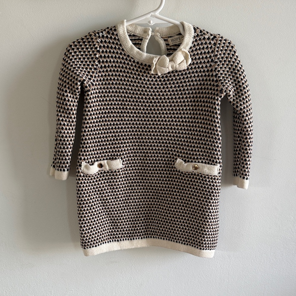 Hope & Henry Black and Cream 12-18m Dress